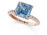 Rose gold Fancy Blue Asscher Cut Diamond Solitaire Ring with Four-Prong Setting and Pavé Band_4
