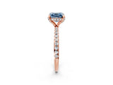 Rose gold Fancy Blue Asscher Cut Diamond Solitaire Ring with Four-Prong Setting and Pavé Band_5