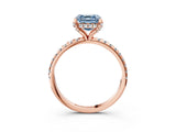 Rose gold Fancy Blue Asscher Cut Diamond Solitaire Ring with Four-Prong Setting and Pavé Band_6