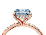 Rose gold Fancy Blue Asscher Cut Diamond Solitaire Ring with Four-Prong Setting and Pavé Band_7