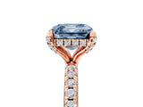 Rose gold Fancy Blue Asscher Cut Diamond Solitaire Ring with Four-Prong Setting and Pavé Band_8