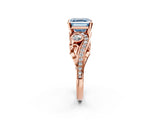 Rose gold Fancy Blue Asscher Cut Diamond Solitaire Ring with Milgrain Pavé Band and Four-Prong Setting_19