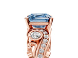 Rose gold Fancy Blue Asscher Cut Diamond Solitaire Ring with Milgrain Pavé Band and Four-Prong Setting_22