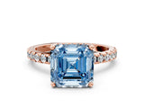 Rose gold Fancy Blue Asscher Cut Diamond Solitaire Ring with Pavé Band and Four-Prong Setting_56