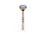 Rose gold Fancy Blue Asscher Cut Diamond Solitaire Ring with Pavé Band and Four-Prong Setting_58