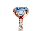 Rose gold Fancy Blue Asscher Cut Diamond Solitaire Ring with Pavé Band and Four-Prong Setting_61