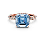 Rose gold Fancy Blue Asscher Cut Diamond Solitaire Ring with Pavé Band and Hidden Halo_21