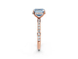 Rose gold Fancy Blue Asscher Cut Diamond Solitaire Ring with Pavé Band and Hidden Halo_23