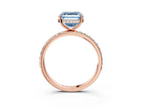 Rose gold Fancy Blue Asscher Cut Diamond Solitaire Ring with Pavé Band and Hidden Halo_24