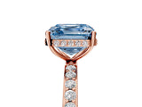 Rose gold Fancy Blue Asscher Cut Diamond Solitaire Ring with Pavé Band and Hidden Halo_26