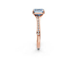 Rose gold Fancy Blue Asscher Cut Diamond Solitaire Ring with Pavé Band and Prong Setting_14