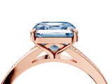 Rose gold Fancy Blue Asscher Cut Diamond Solitaire Ring with Pavé Band and Prong Setting_16