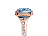 Rose gold Fancy Blue Asscher Cut Diamond Solitaire Ring with Pavé Band and Prong Setting_17