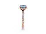 Rose gold Fancy Blue Asscher Cut Diamond Solitaire Ring with Pave Band and Four Prong Setting_35