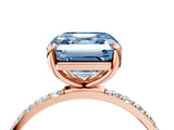 Rose gold Fancy Blue Asscher Cut Diamond Solitaire Ring with Pave Band and Four Prong Setting_37