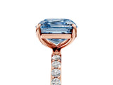 Rose gold Fancy Blue Asscher Cut Diamond Solitaire Ring with Pave Band and Four Prong Setting_38