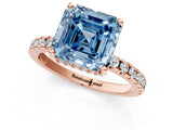 Rose gold Fancy Blue Asscher Cut Diamond Solitaire Ring with Round  Pavé Band and Four-Prong Setting_37