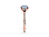 Rose gold Fancy Blue Asscher Cut Diamond Solitaire Ring with Round  Pavé Band and Four-Prong Setting_38