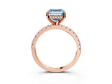 Rose gold Fancy Blue Asscher Cut Diamond Solitaire Ring with Round  Pavé Band and Four-Prong Setting_39