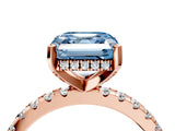 Rose gold Fancy Blue Asscher Cut Diamond Solitaire Ring with Round  Pavé Band and Four-Prong Setting_40