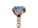 Rose gold Fancy Blue Asscher Cut Diamond Solitaire Ring with Round  Pavé Band and Four-Prong Setting_41