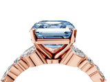 Rose gold Fancy Blue Asscher Cut Diamond Solitaire Ring with Side Stones and Four-Prong Setting_55