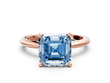Rose gold Fancy Blue Asscher Cut Diamond Solitaire Ring with Six-Prong Setting and Classic Band_23