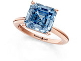 Rose gold Fancy Blue Asscher Cut Diamond Solitaire Ring with Six-Prong Setting and Classic Band_24