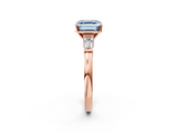 Rose gold Fancy Blue Asscher  Cut Diamond Solitaire Ring with Tapered Baguette Accents and Four-Prong Setting_19