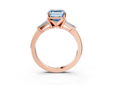 Rose gold Fancy Blue Asscher  Cut Diamond Solitaire Ring with Tapered Baguette Accents and Four-Prong Setting_20