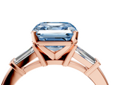 Rose gold Fancy Blue Asscher  Cut Diamond Solitaire Ring with Tapered Baguette Accents and Four-Prong Setting_21