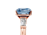 Rose gold Fancy Blue Asscher  Cut Diamond Solitaire Ring with Tapered Baguette Accents and Four-Prong Setting_22