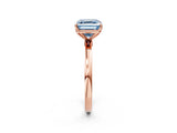 Rose gold Fancy Blue Asscher Cut Diamond Solitaire Ring with Thin Band and Prong Setting_14