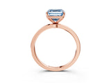 Rose gold Fancy Blue Asscher Cut Diamond Solitaire Ring with Thin Band and Prong Setting_15