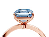 Rose gold Fancy Blue Asscher Cut Diamond Solitaire Ring with Thin Band and Prong Setting_16