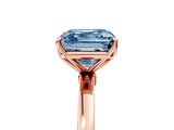 Rose gold Fancy Blue Asscher Cut Diamond Solitaire Ring with Thin Band and Prong Setting_17