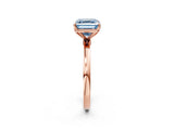 Rose gold Fancy Blue Asscher Cut Diamond Solitaire Ring with Thin Band and Prong Setting_26