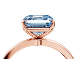 Rose gold Fancy Blue Asscher Cut Diamond Solitaire Ring with Thin Band and Prong Setting_28