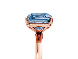 Rose gold Fancy Blue Asscher Cut Diamond Solitaire Ring with Thin Band and Prong Setting_29