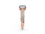 Rose gold Fancy Blue Asscher Cut Diamond Solitaire Ring with Three-Row Pavé Band and Four-Prong Setting_19
