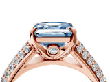 Rose gold Fancy Blue Asscher Cut Diamond Solitaire Ring with Three-Row Pavé Band and Four-Prong Setting_21