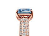 Rose gold Fancy Blue Asscher Cut Diamond Solitaire Ring with Three-Row Pavé Band and Four-Prong Setting_22