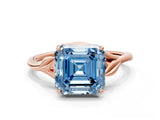 Rose gold Fancy Blue Asscher Cut Diamond Solitaire Ring with Twist Band and Four-Prong Setting_63