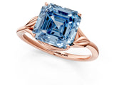 Rose gold Fancy Blue Asscher Cut Diamond Solitaire Ring with Twist Band and Four-Prong Setting_64