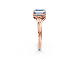 Rose gold Fancy Blue Asscher Cut Diamond Solitaire Ring with Twist Band and Four-Prong Setting_65