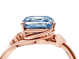 Rose gold Fancy Blue Asscher Cut Diamond Solitaire Ring with Twist Band and Four-Prong Setting_67
