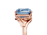 Rose gold Fancy Blue Asscher Cut Diamond Solitaire Ring with Twist Band and Four-Prong Setting_68