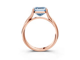 Rose gold Fancy Blue Asscher Cut Diamond Solitaire Twist Band Prong Setting Ring_43