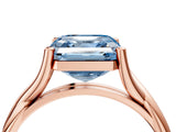 Rose gold Fancy Blue Asscher Cut Diamond Solitaire Twist Band Prong Setting Ring_44