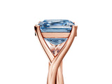 Rose gold Fancy Blue Asscher Cut Diamond Solitaire Twist Band Prong Setting Ring_45